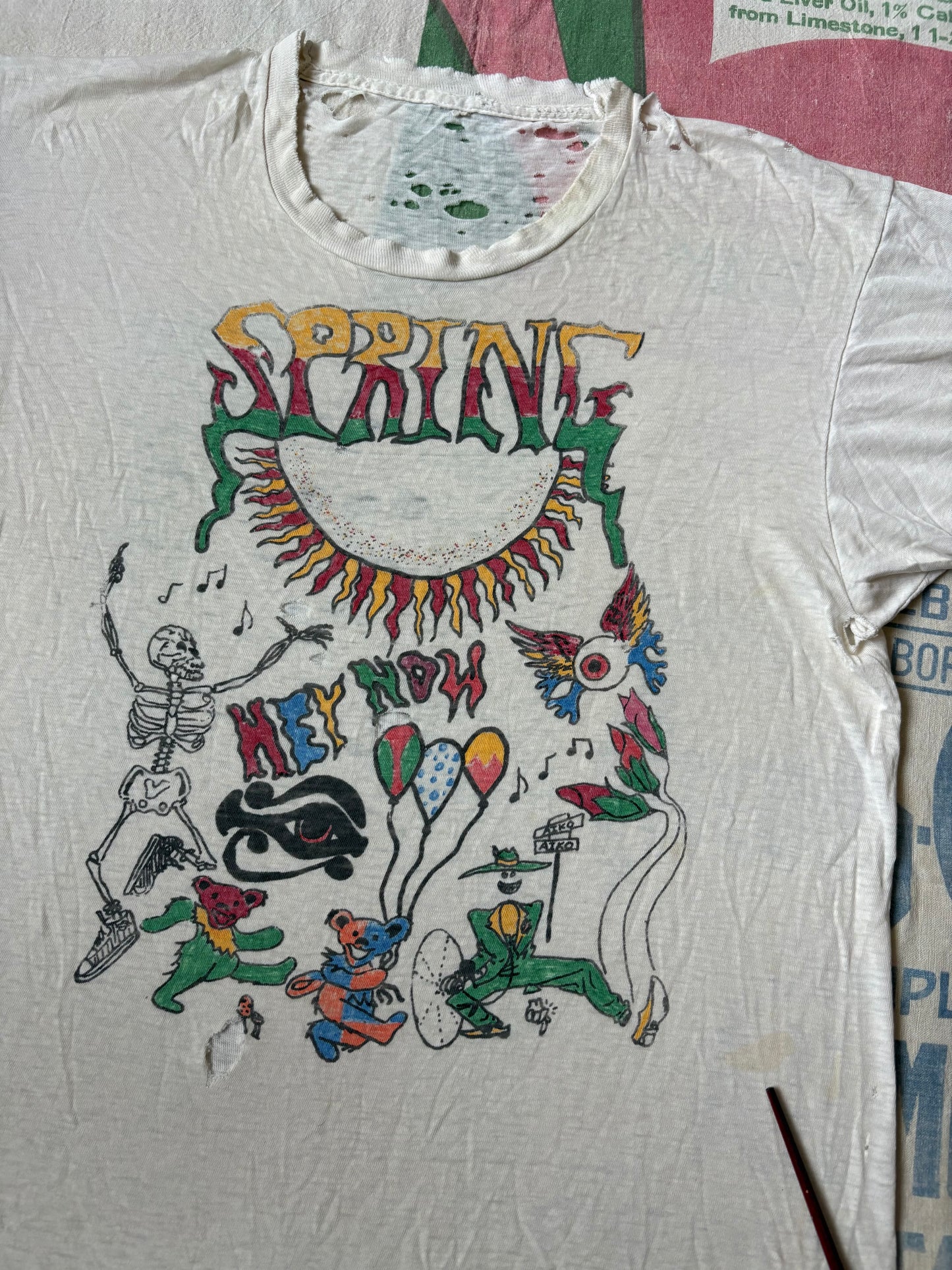 Vintage 80’s Grateful Dead Hand Drawn Bootleg T shirt size Large Lot Tee