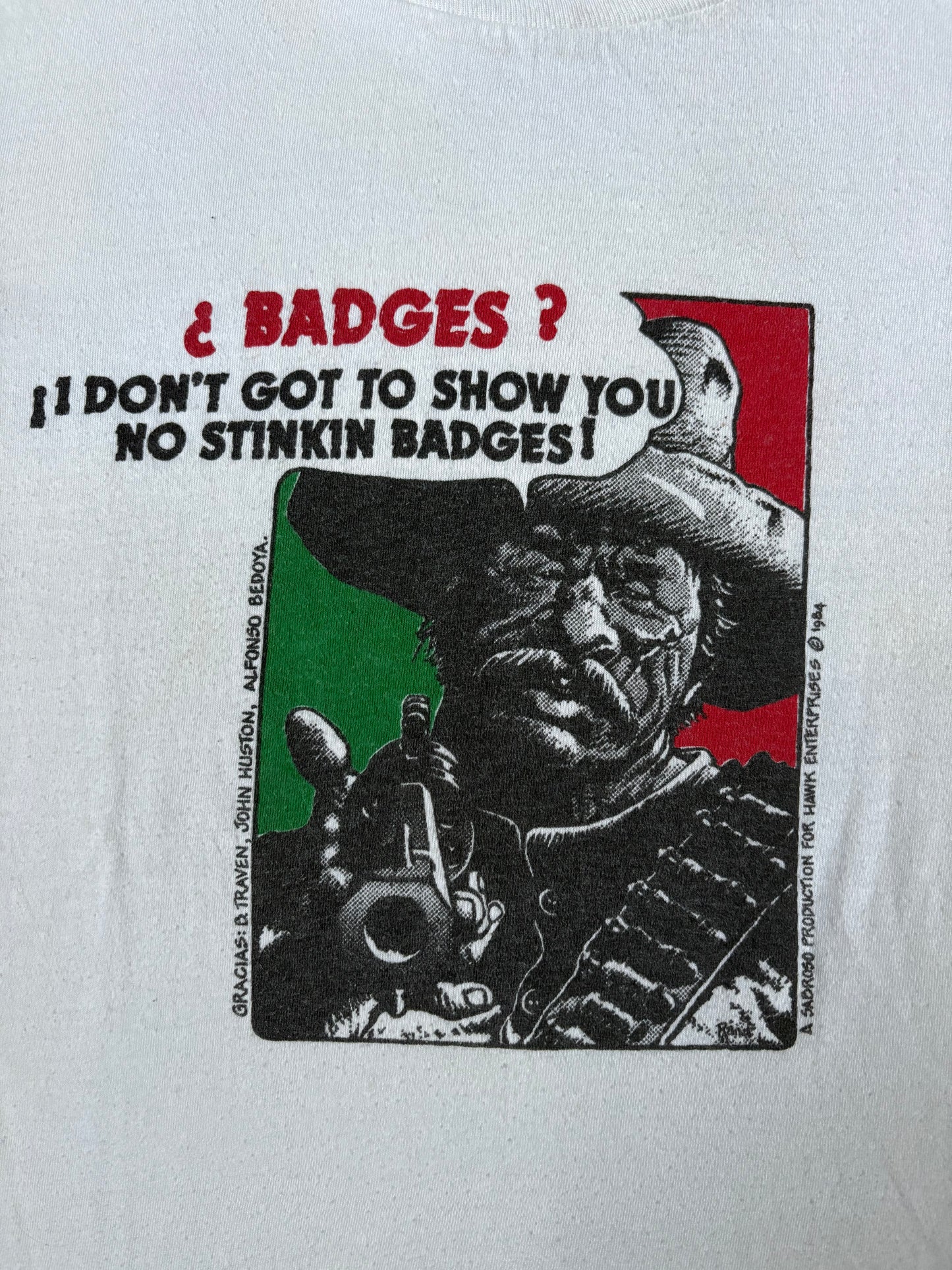 Vintage 1984 Treasure of Sierra Madre Spoof T shirt size Medium No Stinkin Badges!