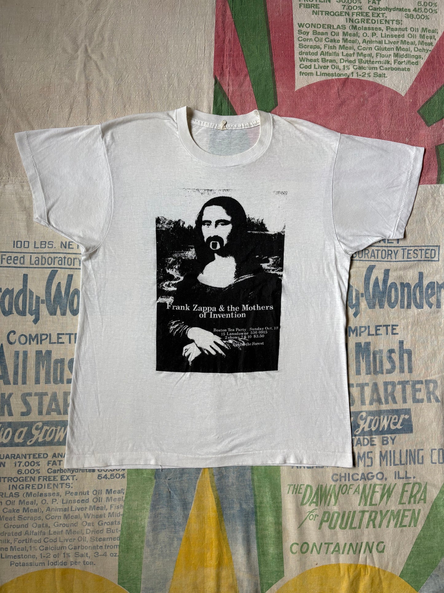 Vintage 80’s Frank Zappa Mothers of Invention T shirt size M/L Boston Tea Party Mona Lisa