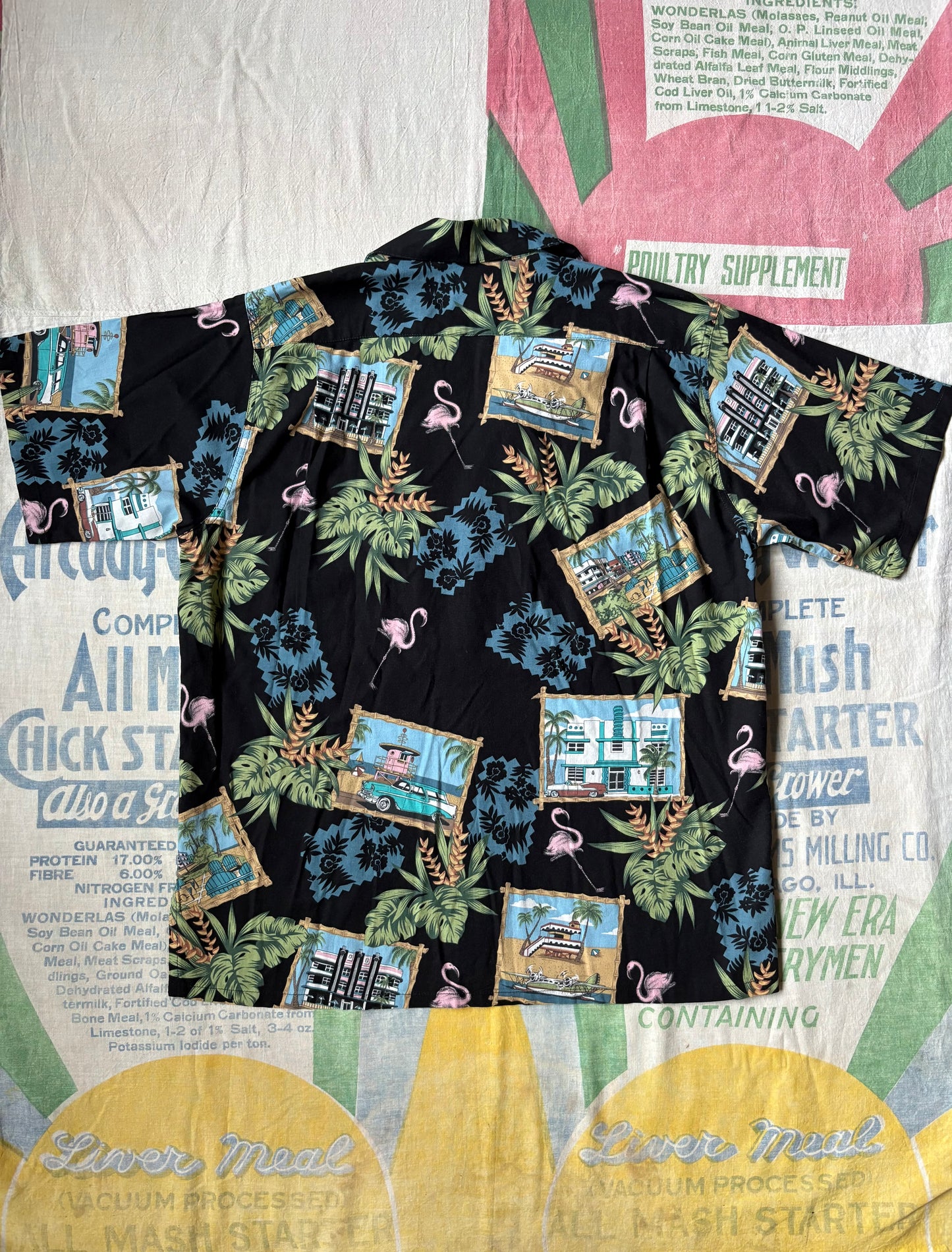 Vintage 80’s Go Barefoot 50’s Style Novelty Loop Collar Shirt size Large