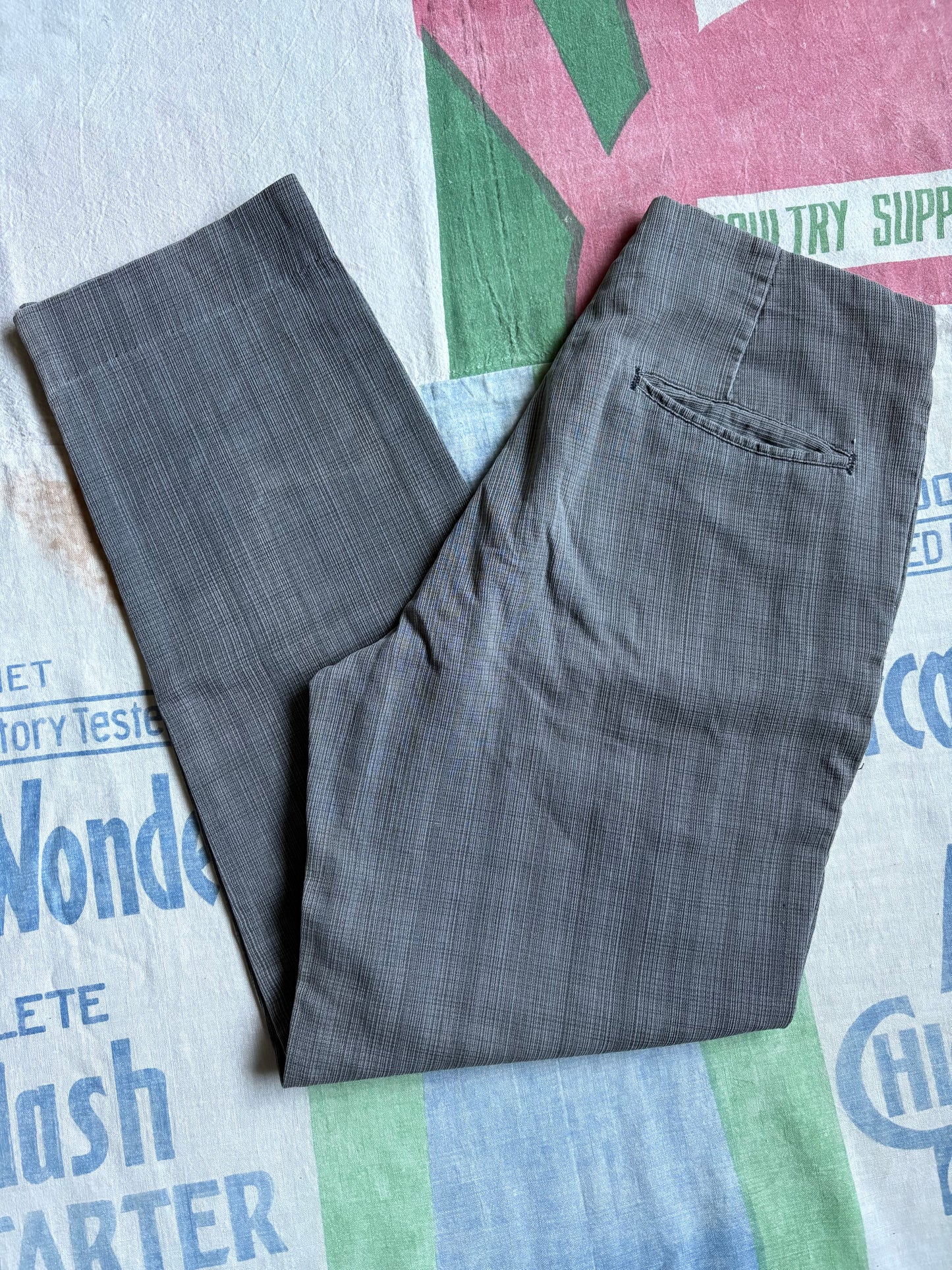 Vintage 50’s Levi’s Sportswear Slate Gray Pique Trousers 28x27