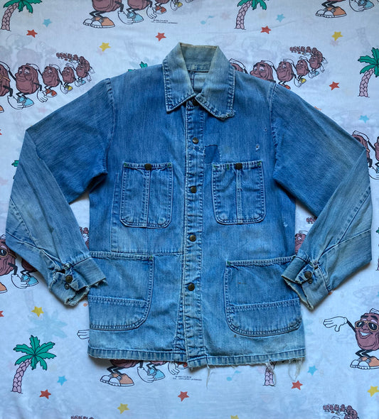 Vintage 50’s Tuf Nut Denim Chore Coat size Small Workwear