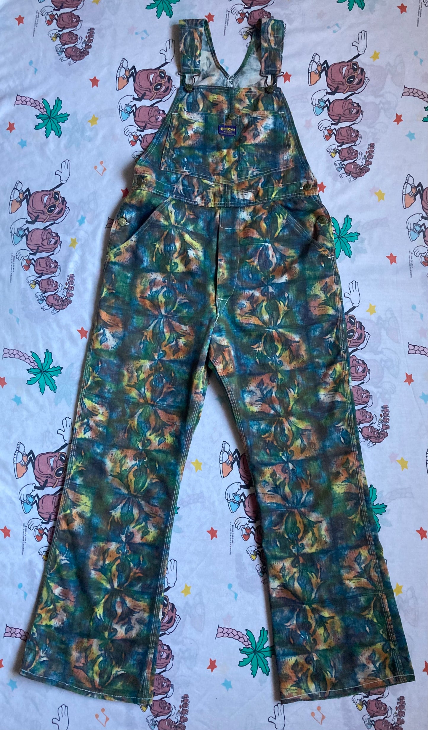 Vintage 60’s OshKosh B’Gosh Psychedelic Print Overalls 32x29 Boot Cut Sanforized