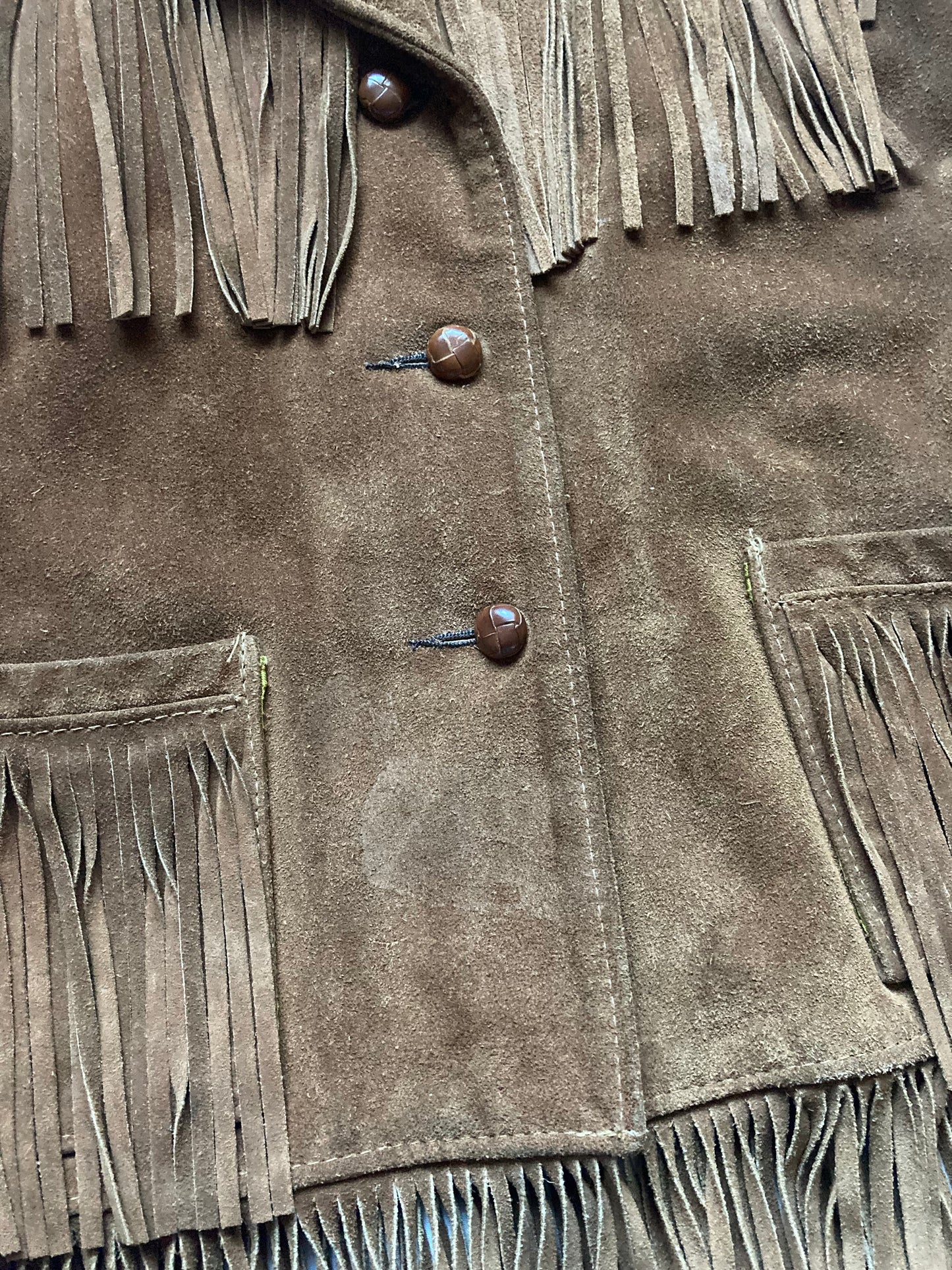 Vintage 60’s Berman Buckskin Suede Fringe Jacket size Small Hand Painted