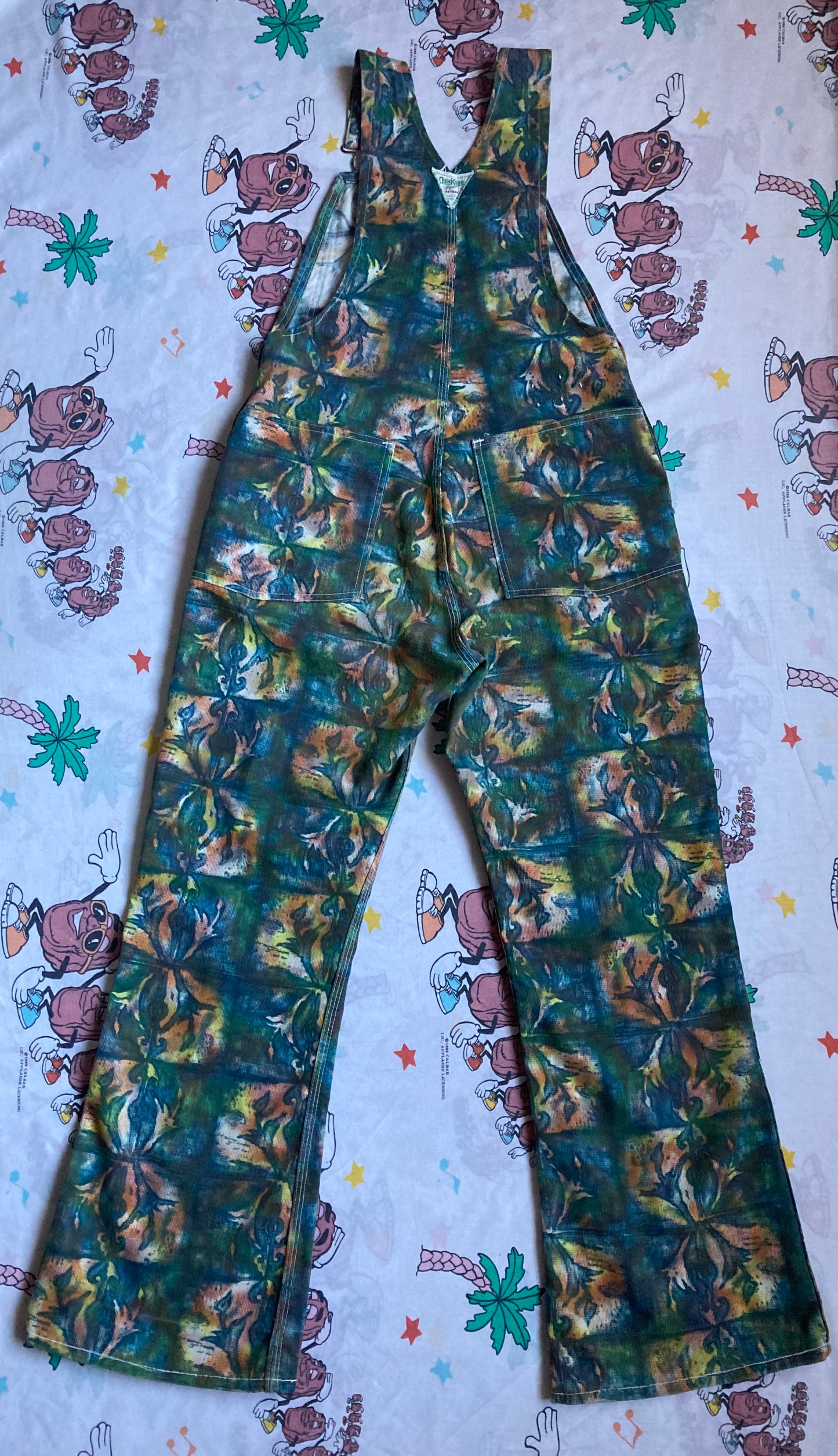 Vintage 60’s OshKosh B’Gosh Psychedelic Print Overalls 32x29 Boot Cut Sanforized