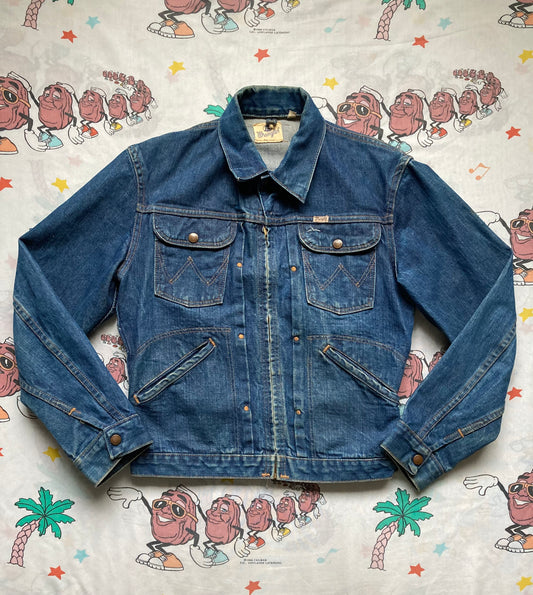 Vintage 50’s Wrangler Blue Bell 24MJZ Dark Wash Denim Jacket size Small 36 Selvedge