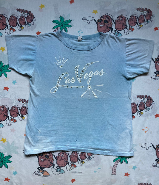 Vintage 70’s Las Vegas Rhinestone Studded T shirt size S/M Sportswear Tag