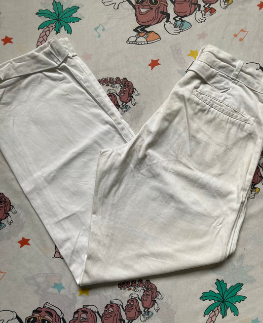 Vintage 50’s Dickies White Cotton Cinch Back Trousers 27x29 Women’s Workwear