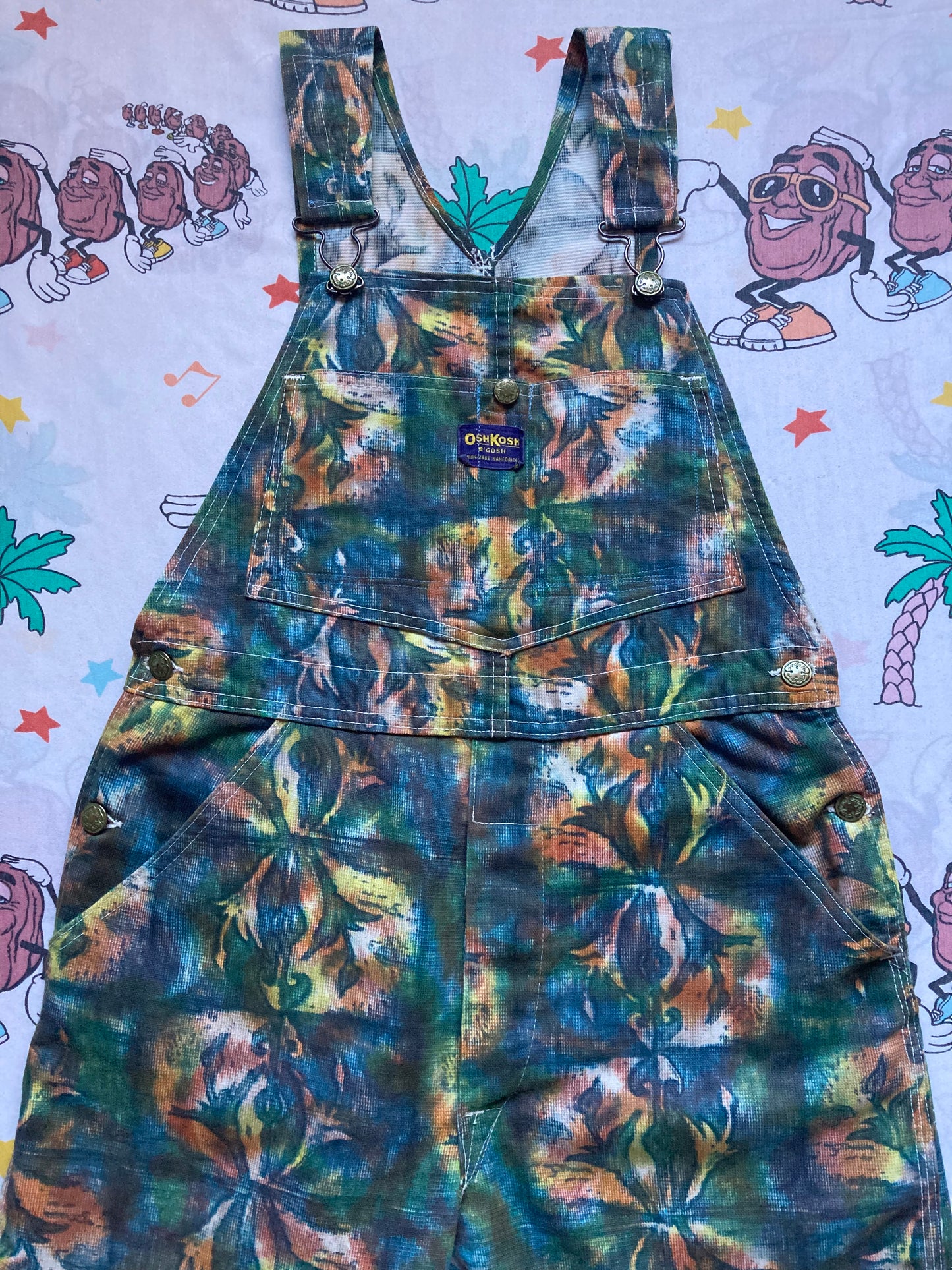 Vintage 60’s OshKosh B’Gosh Psychedelic Print Overalls 32x29 Boot Cut Sanforized