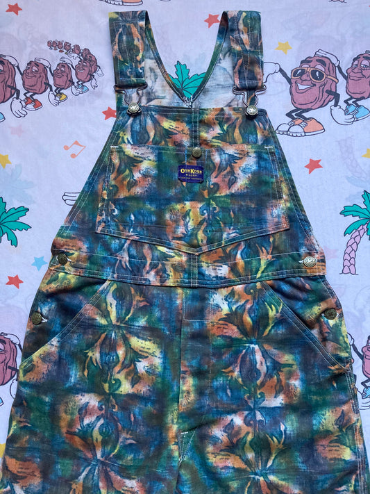 Vintage 60’s OshKosh B’Gosh Psychedelic Print Overalls 32x29 Boot Cut Sanforized