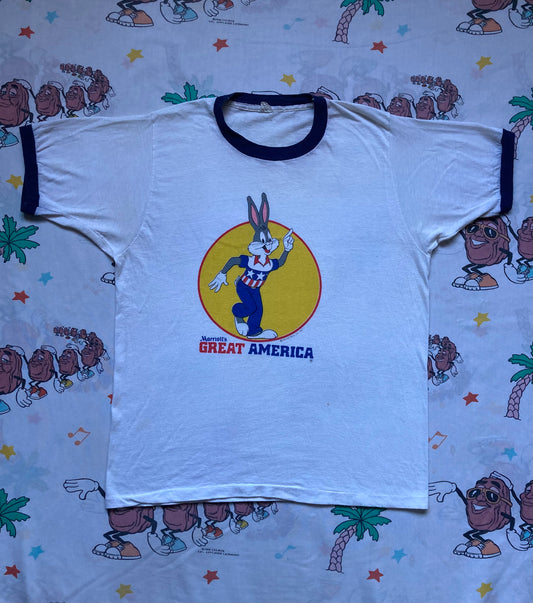 Vintage 1981 Bugs Bunny Great America Ringer T shirt size Medium