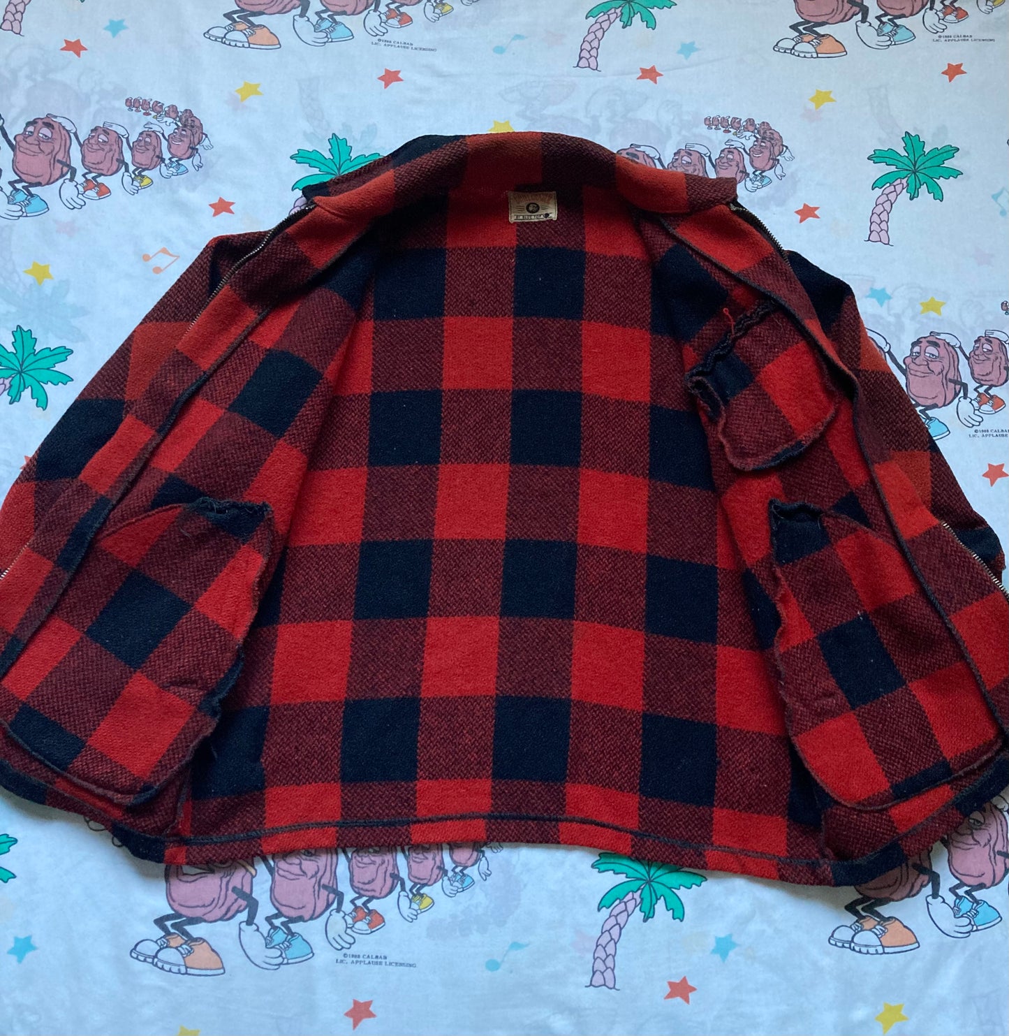 Vintage 40’s Blue Top Chill Chaser Buffalo Plaid Wool Jacket size M/L Hunting