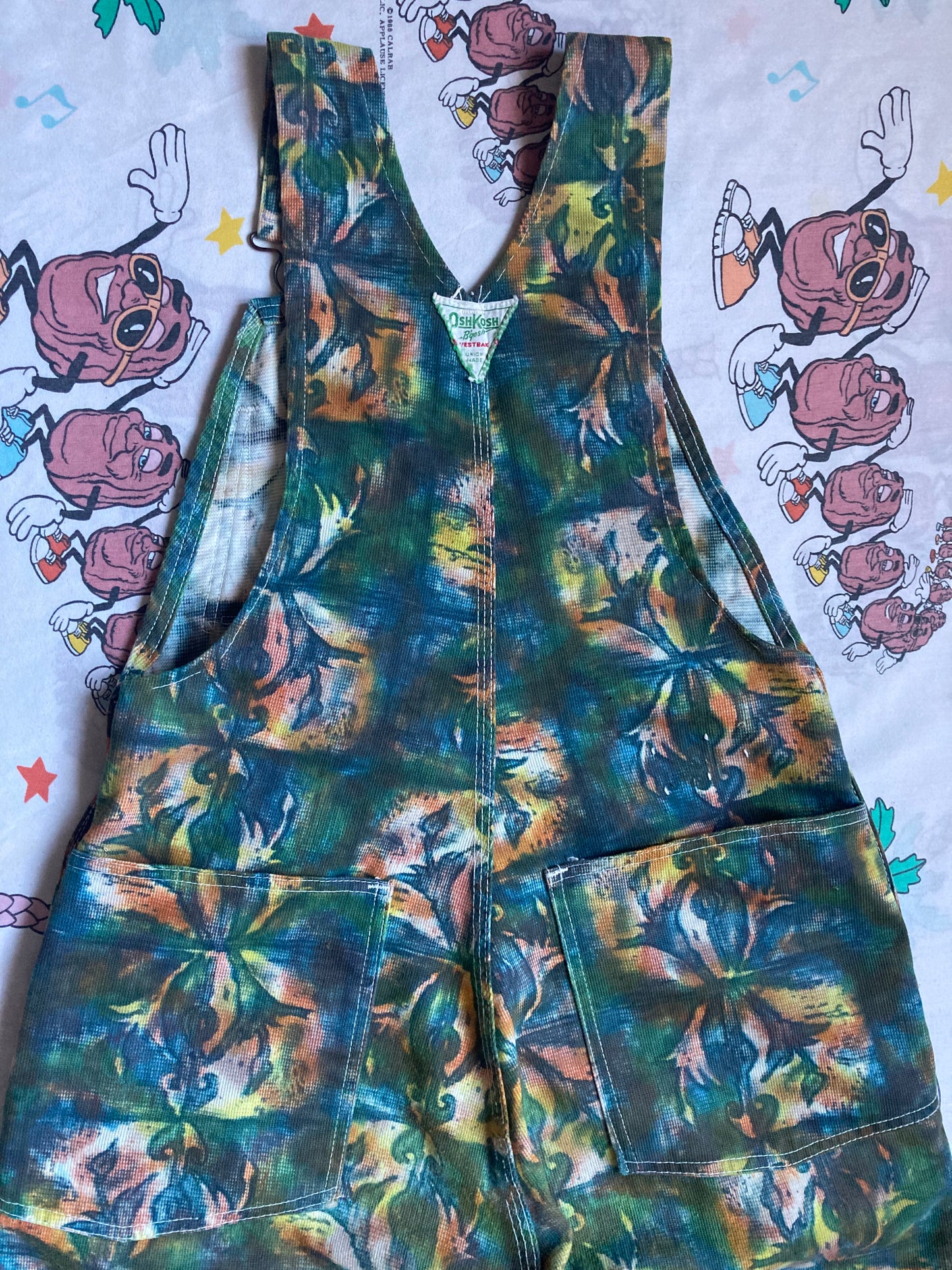 Vintage 60’s OshKosh B’Gosh Psychedelic Print Overalls 32x29 Boot Cut Sanforized