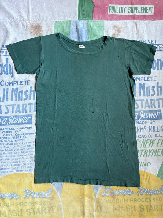 Vintage 40’s WW2 Sage Green Blank Military Undershirt Size Medium 1940’s T Shirt