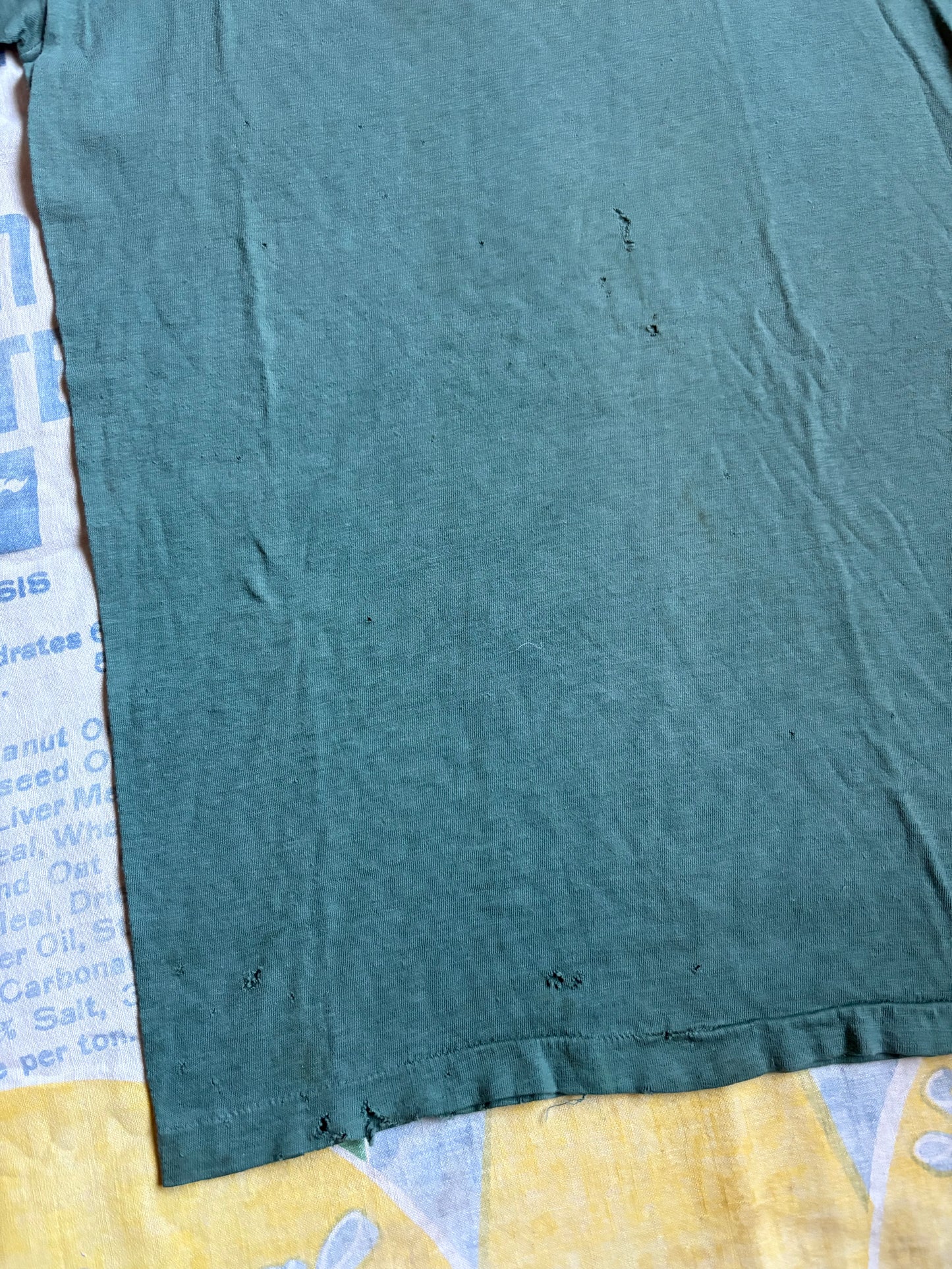 Vintage 40’s WW2 Sage Green Blank Military Undershirt Size Medium 1940’s T Shirt