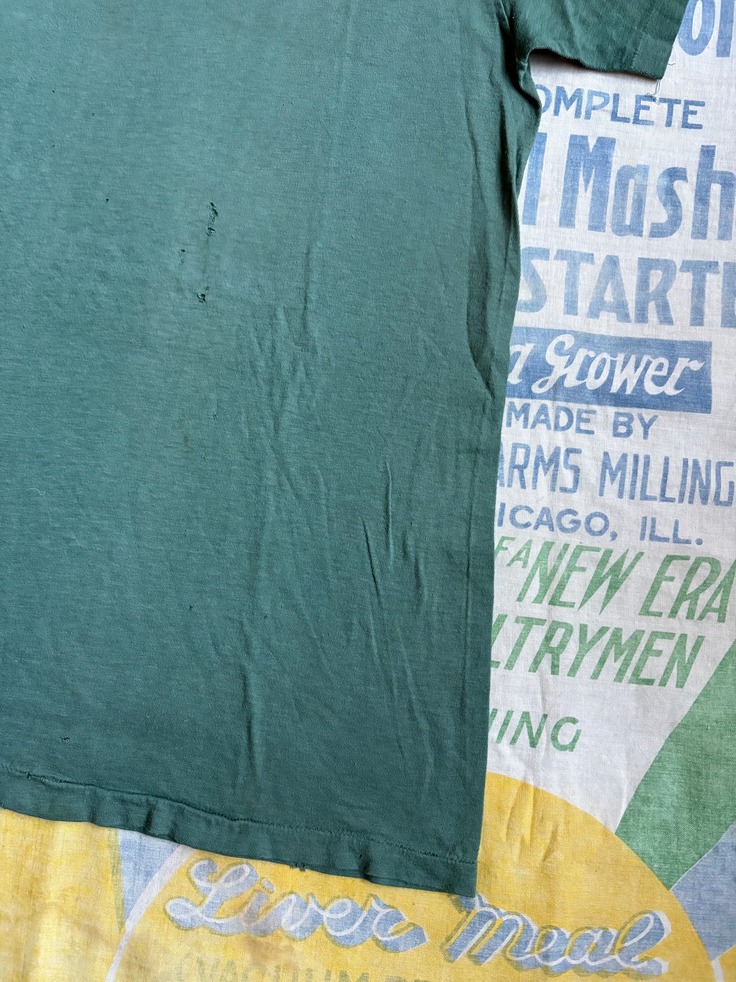 Vintage 40’s WW2 Sage Green Blank Military Undershirt Size Medium 1940’s T Shirt