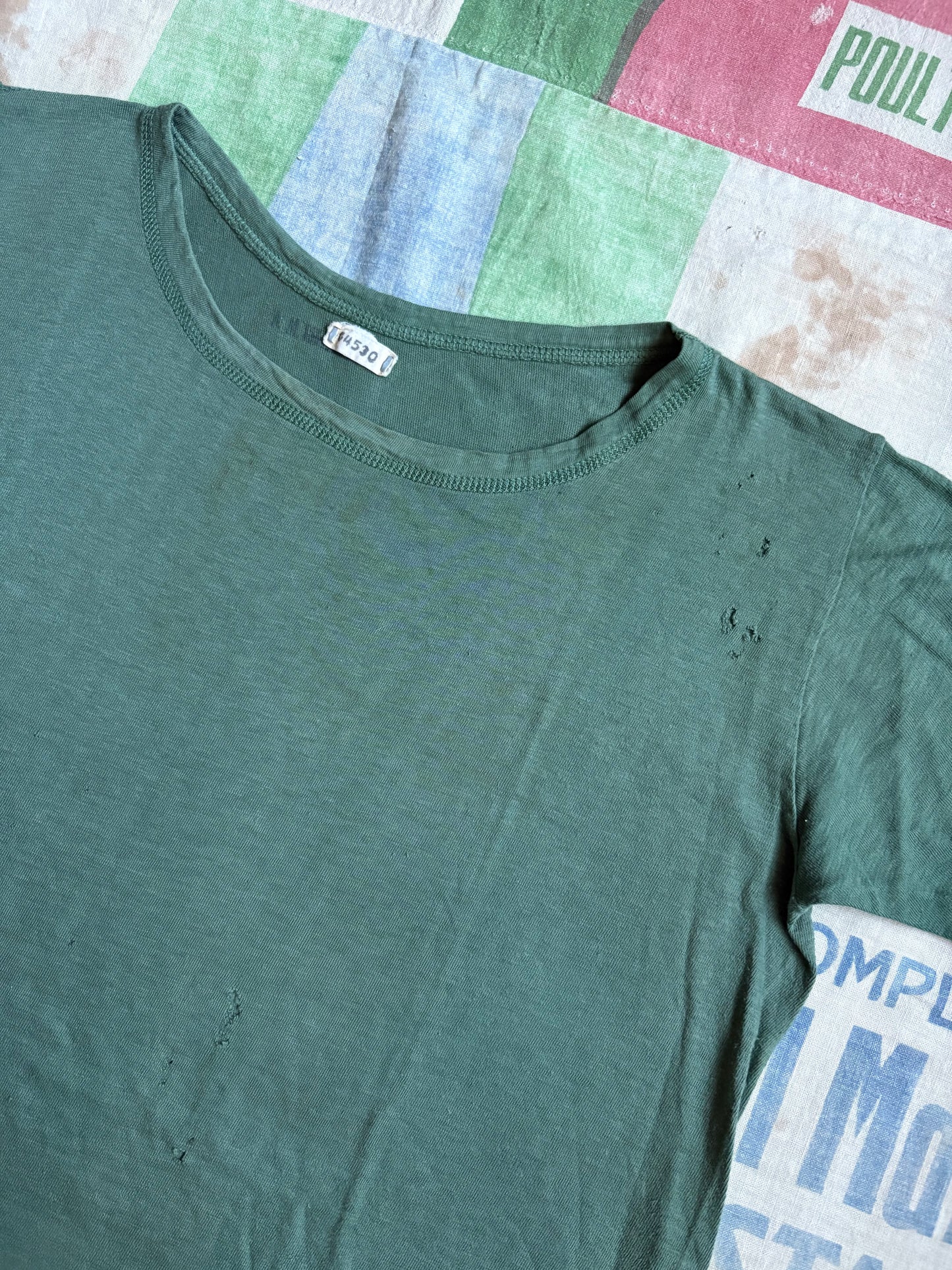 Vintage 40’s WW2 Sage Green Blank Military Undershirt Size Medium 1940’s T Shirt