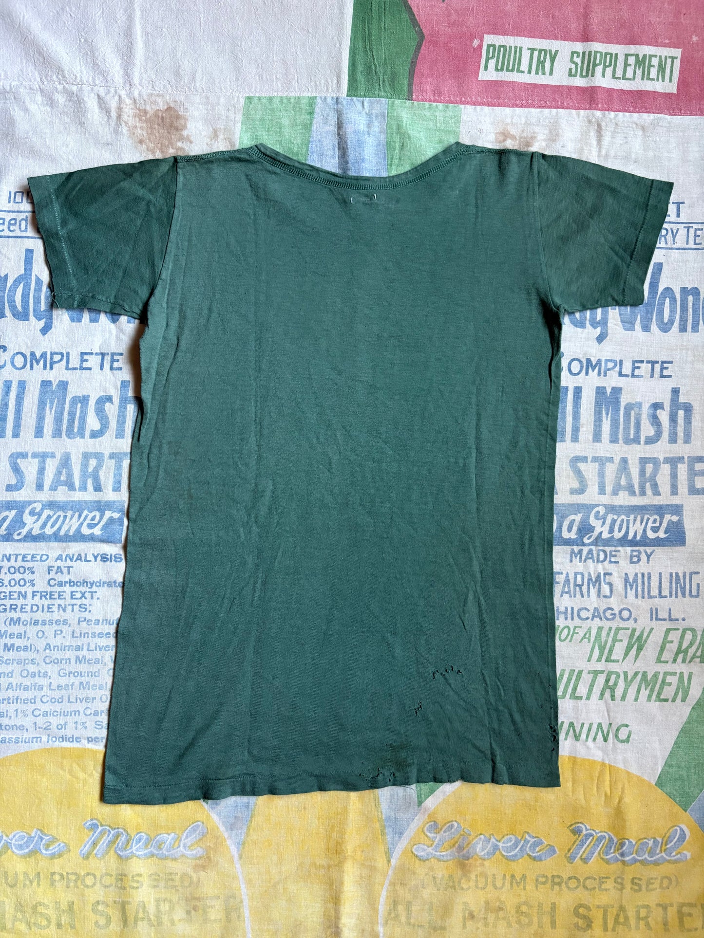 Vintage 40’s WW2 Sage Green Blank Military Undershirt Size Medium 1940’s T Shirt