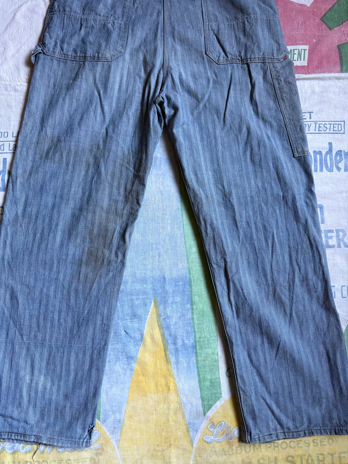 Vintage 40’s JM McDonald MoneyBak Herringbone Overalls 38x32 Farm Workwear