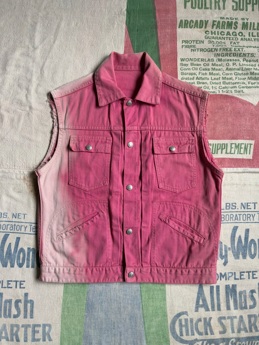 Vintage 60’s JC Penny Foremost Pink Denim Cut Off Vest size S/M
